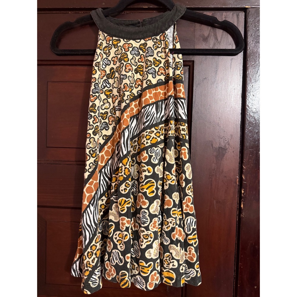 Disney Parks Girls Animal Print Mickey Mouse Halter Swing Dress Size Small 8A